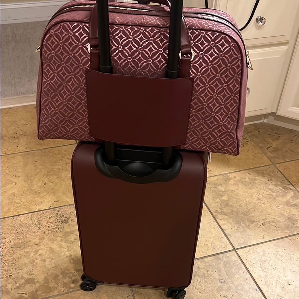 Michael Kors Patterned Burgundy Luggage Set - Picture 4 of 6